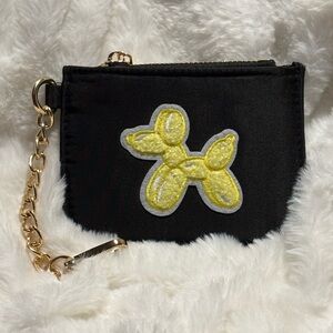 Black Coin Purse with Yellow Balloon Dog Patch